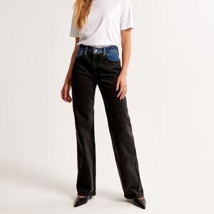 NWT ABERCROMBIE HIGH RISE 90S RELAXED JEAN - BLACK W/ MEDIUM WAISTBAND - SIZE 27